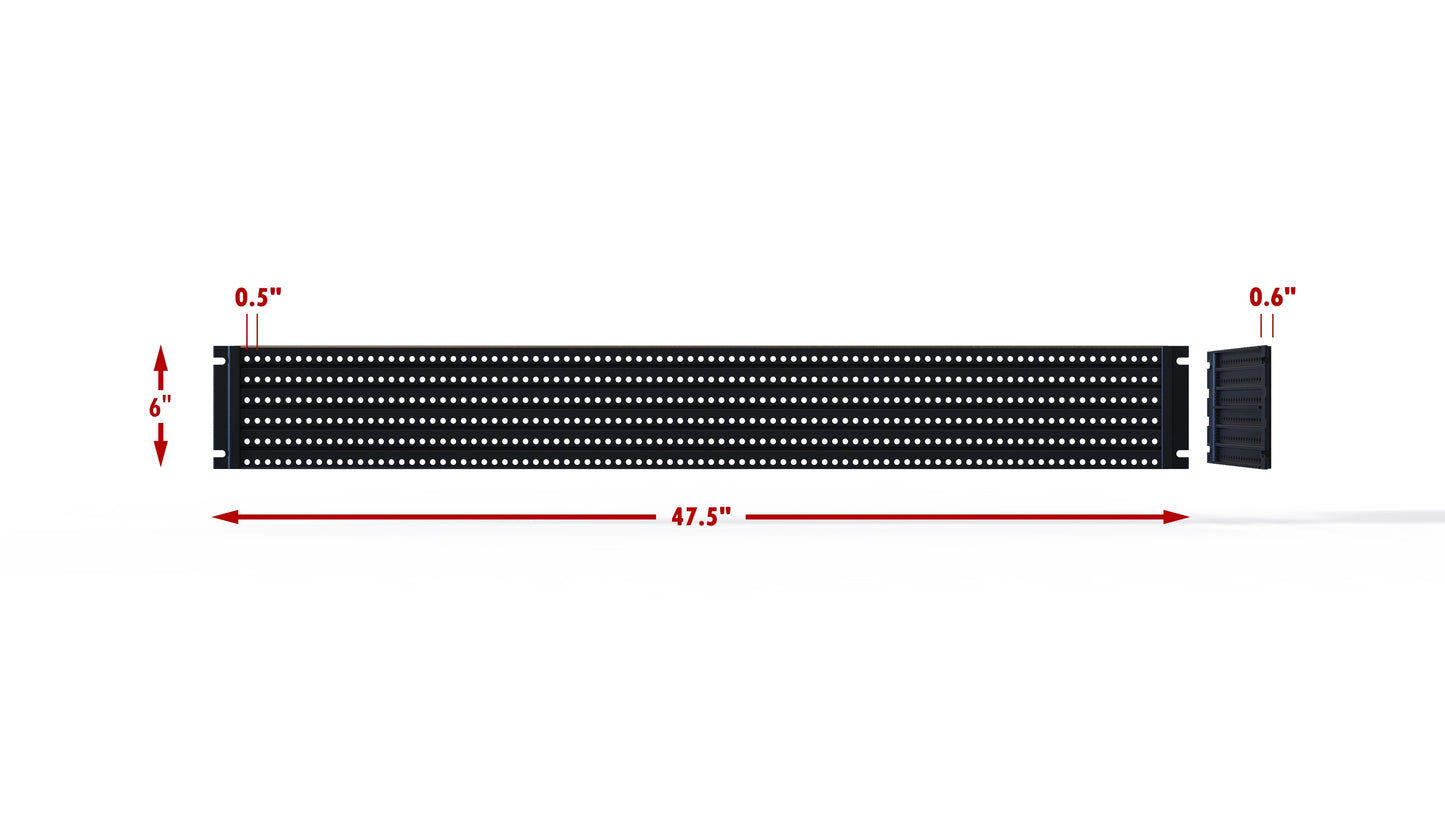 Image of a 48-inch Handypeg pegboard with dimensions shown for the length, width, and height of the product.